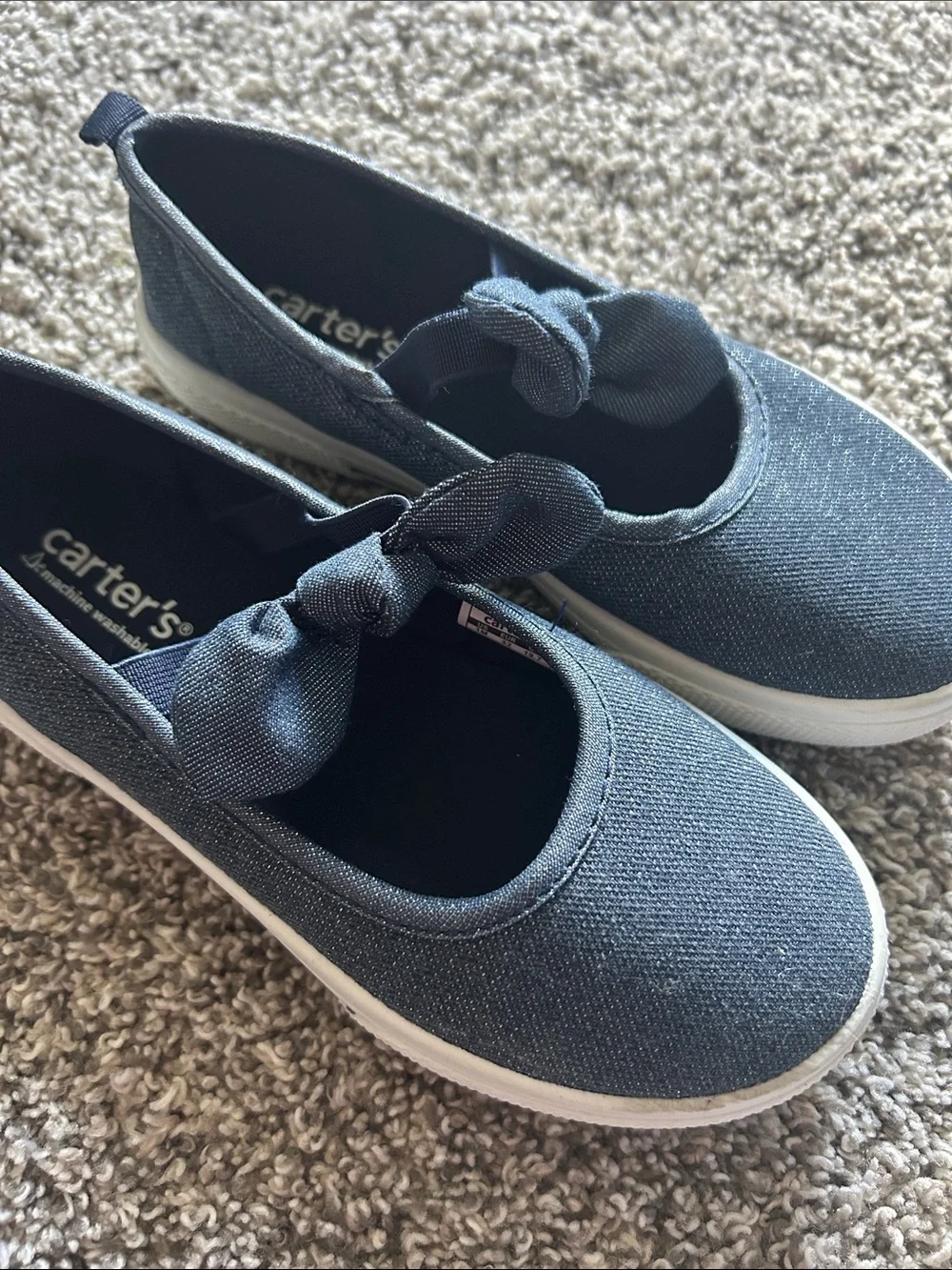 Carter's Navy Bow Slip-On Sneakers for Kids